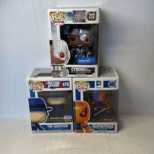 Funko Pop! DC Heroes Justice League CYBORG #212 The Question #476 Deathstroke #4